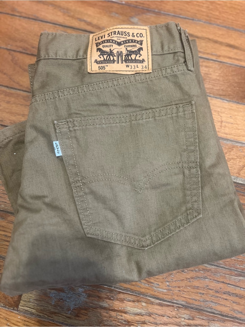 Levi's Olive Green 505 Straight Jeans